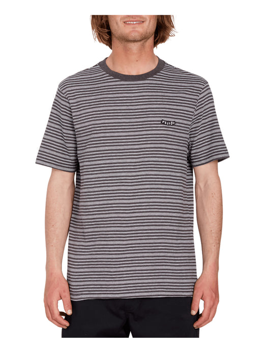 Volcom Static Stripe Crew Short Sleeve T-Shirt in Black