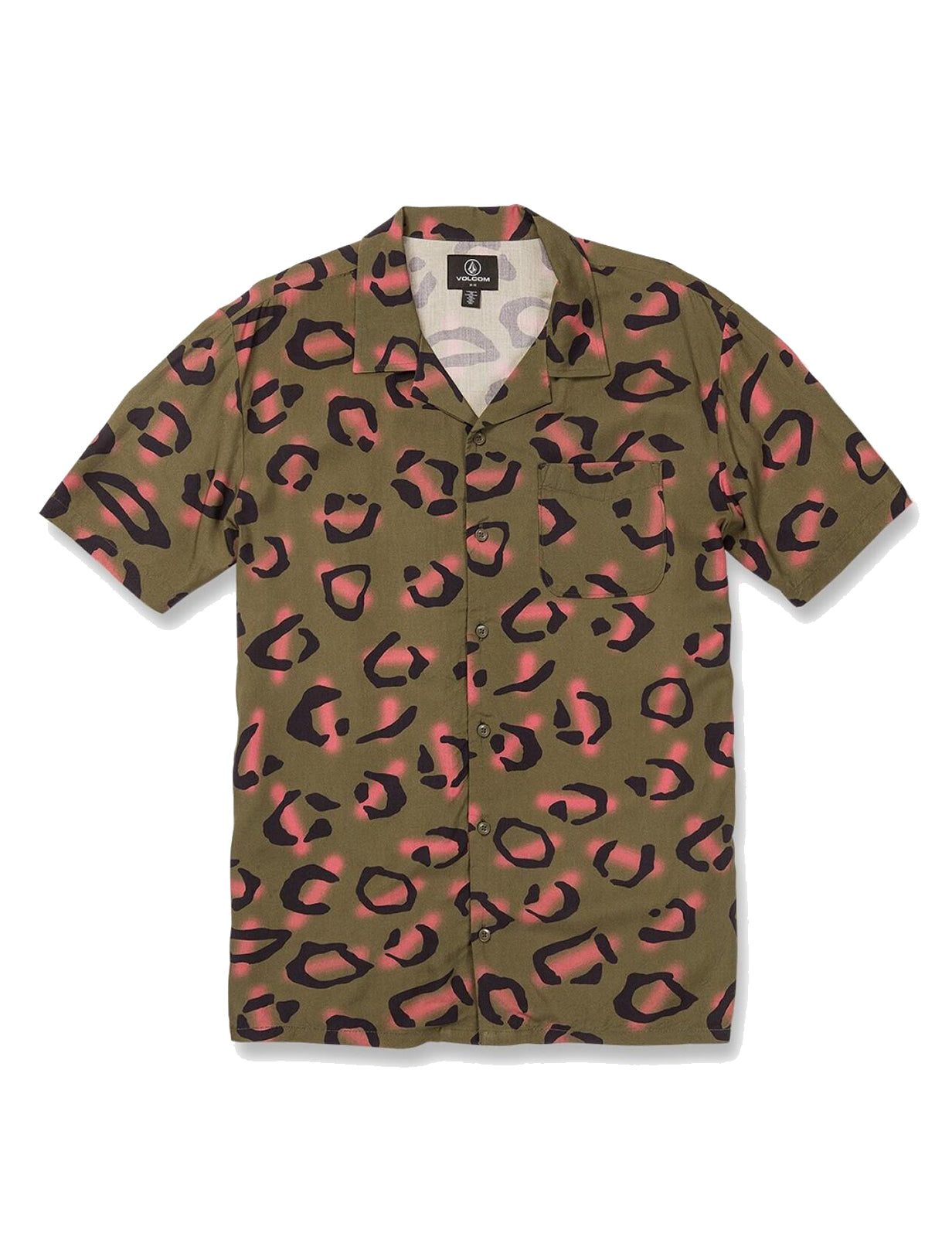 Volcom Stone Party Animals Short Sleeve Shirt in Military