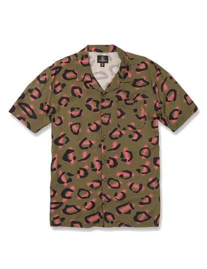 Volcom Stone Party Animals Short Sleeve Shirt in Military