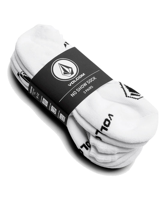 Volcom Stones 3 Pack No Show Socks in White