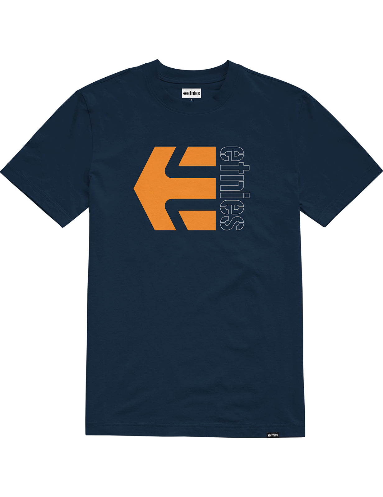 Etnies Corp Combo Short Sleeve T-Shirt in Navy/Orange