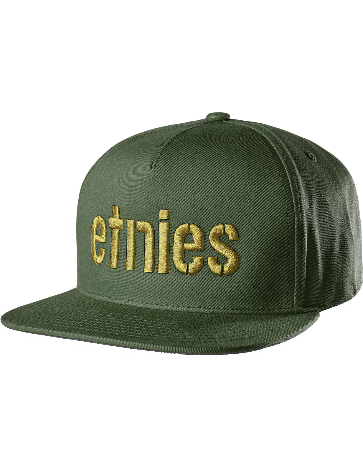 Etnies Corp Snapback Flat Peak Cap in Green/Gum