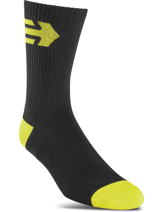 Etnies Direct Crew Socks in Black/Yellow