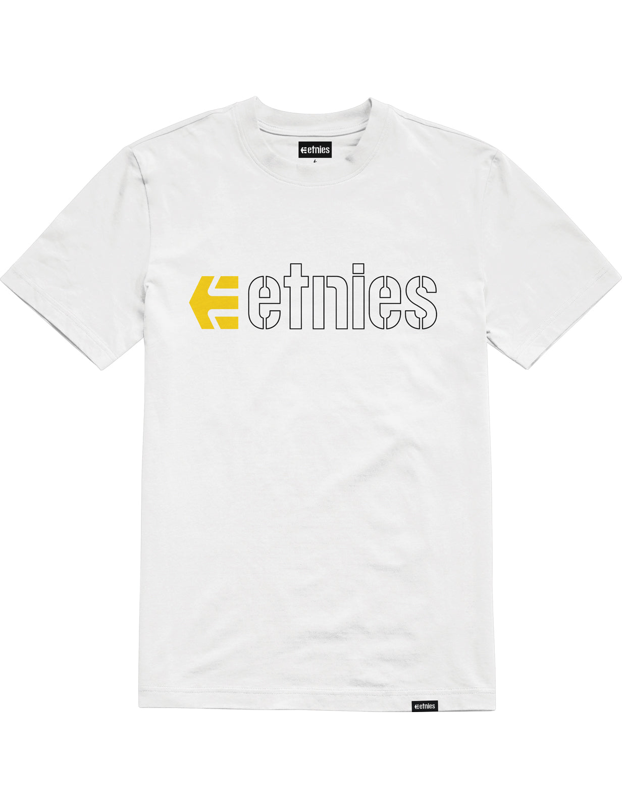 Etnies Ecorp Short Sleeve T-Shirt in White/Black/Yellow