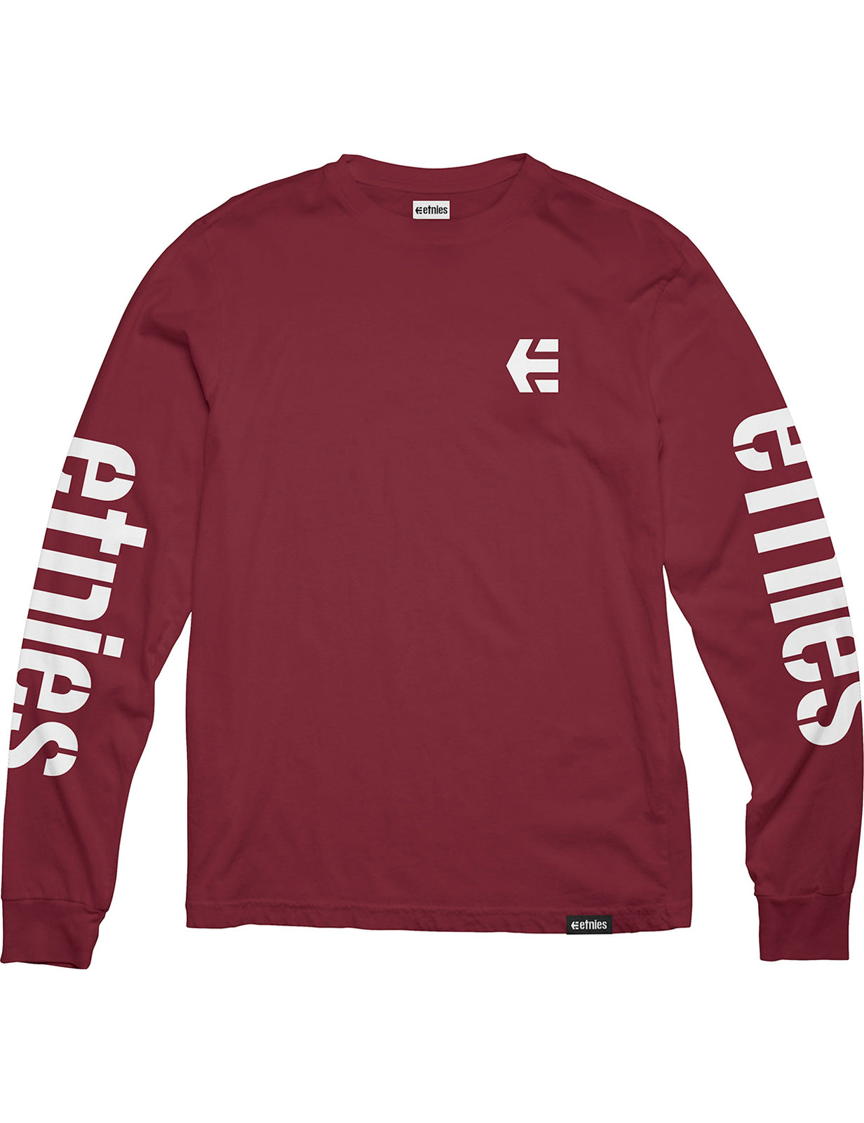 Etnies Icon Long Sleeve T-Shirt in Burgundy/White