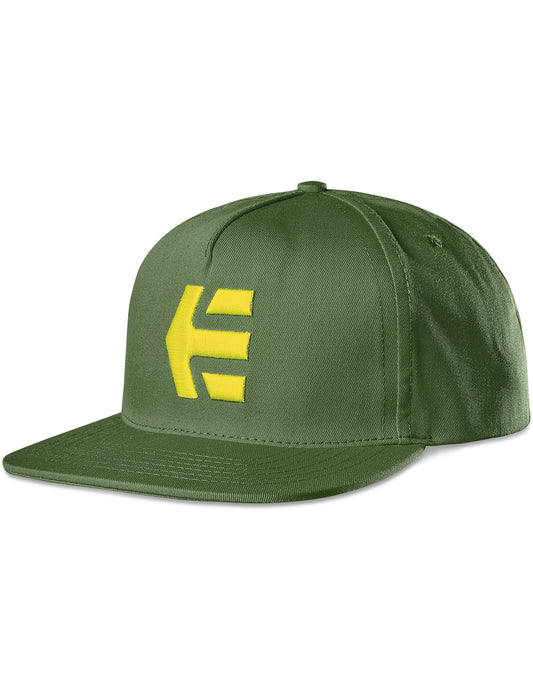 Etnies Icon Snapback Flat Peak Cap in Military