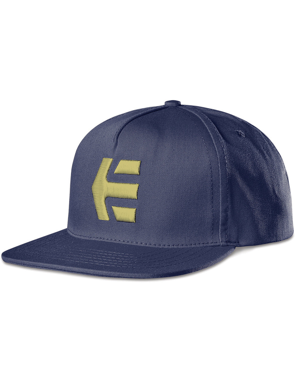 Etnies Icon Snapback Flat Peak Cap in Navy/Gold