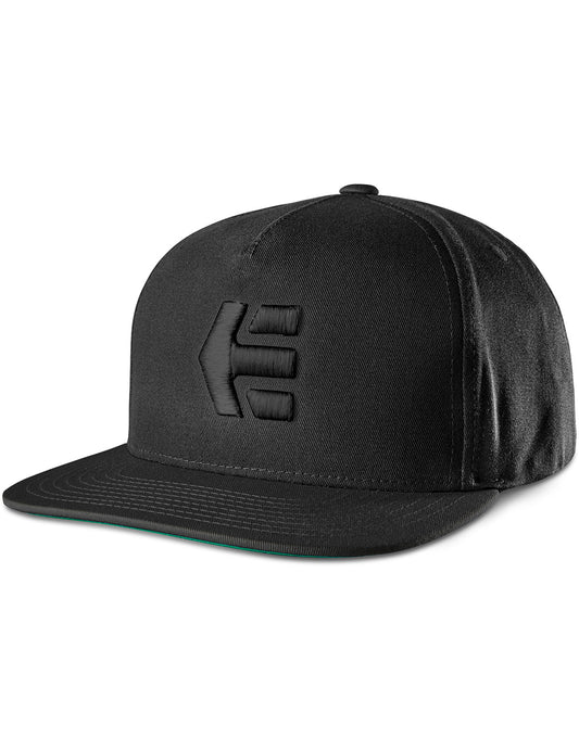 Etnies Iconback Flat Peak Cap in Black/Black