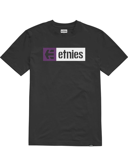 Etnies New Box Short Sleeve T-Shirt in Black/Purple