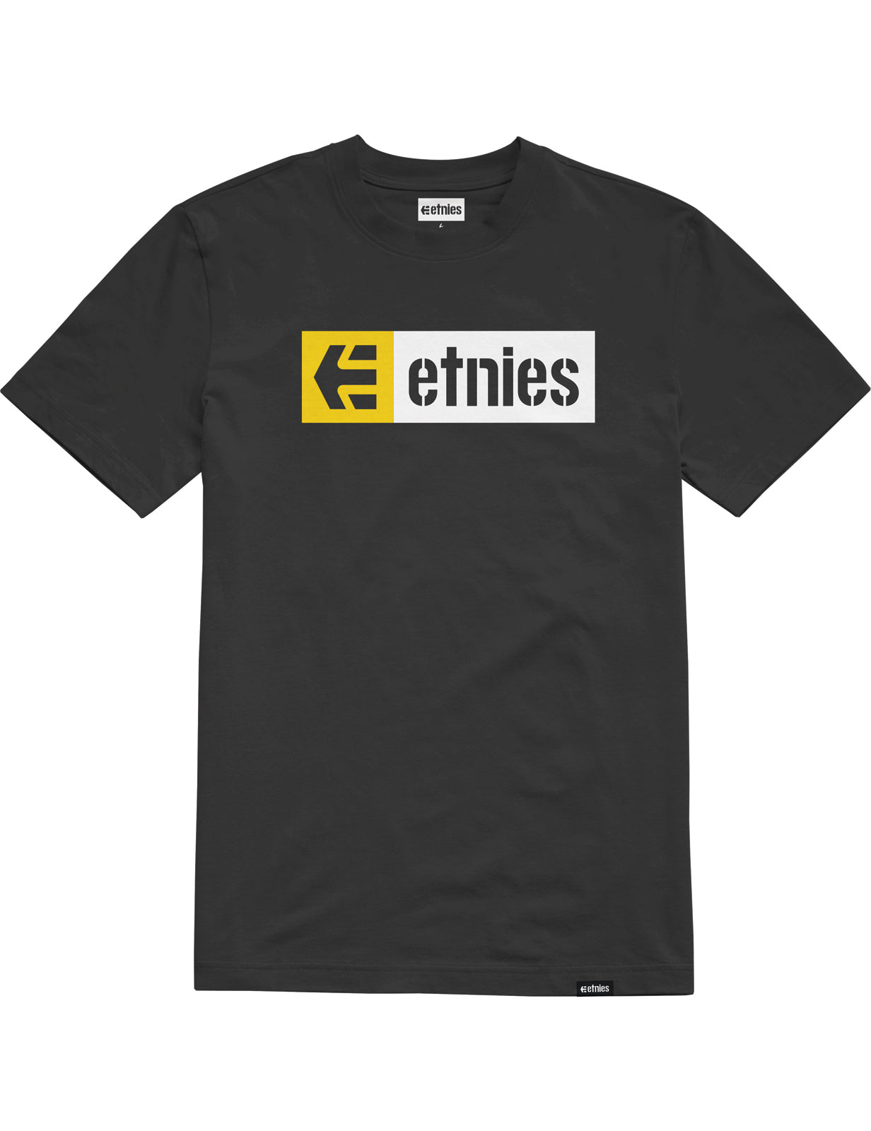 Etnies New Box Short Sleeve T-Shirt in Black/White/Yellow