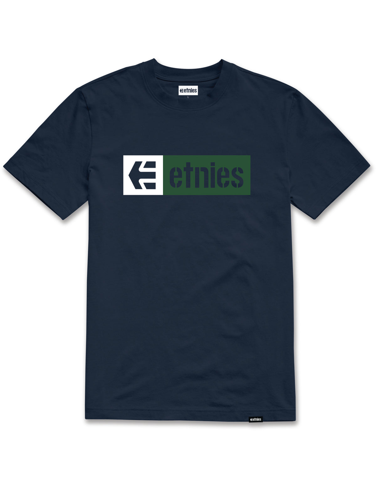 Etnies New Box Short Sleeve T-Shirt in Blue/Green