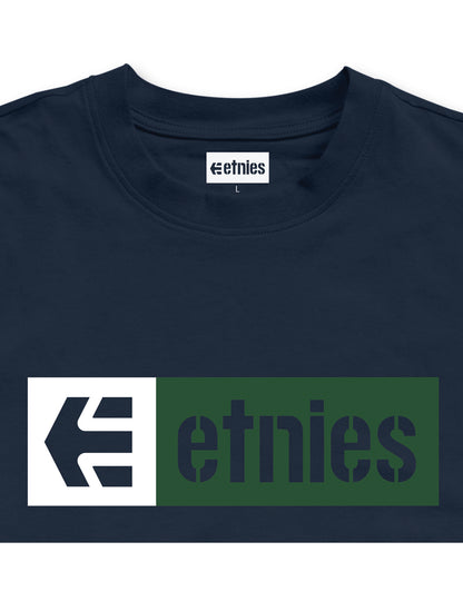 Etnies New Box Short Sleeve T-Shirt in Blue/Green