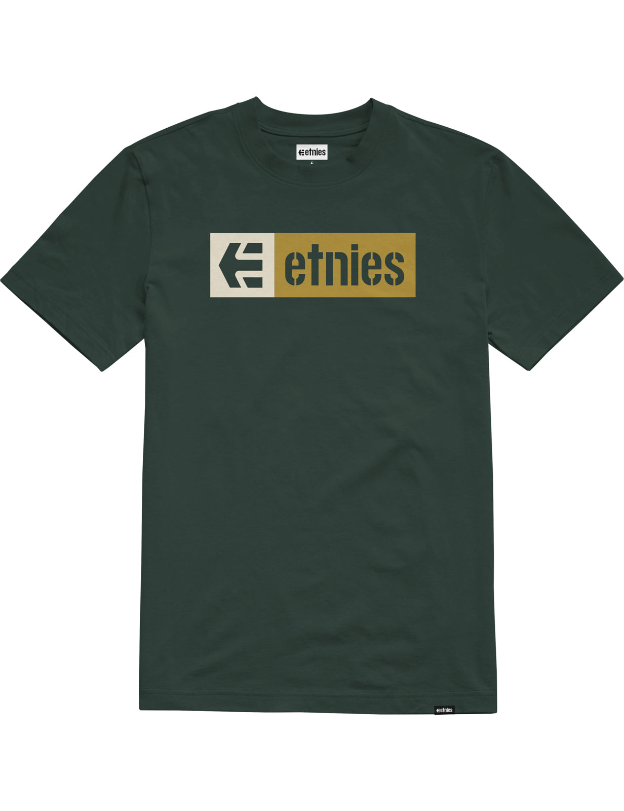 Etnies New Box Short Sleeve T-Shirt in Green/Gold