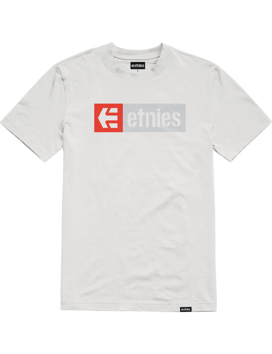 Etnies New Box Short Sleeve T-Shirt in White/Grey/Red