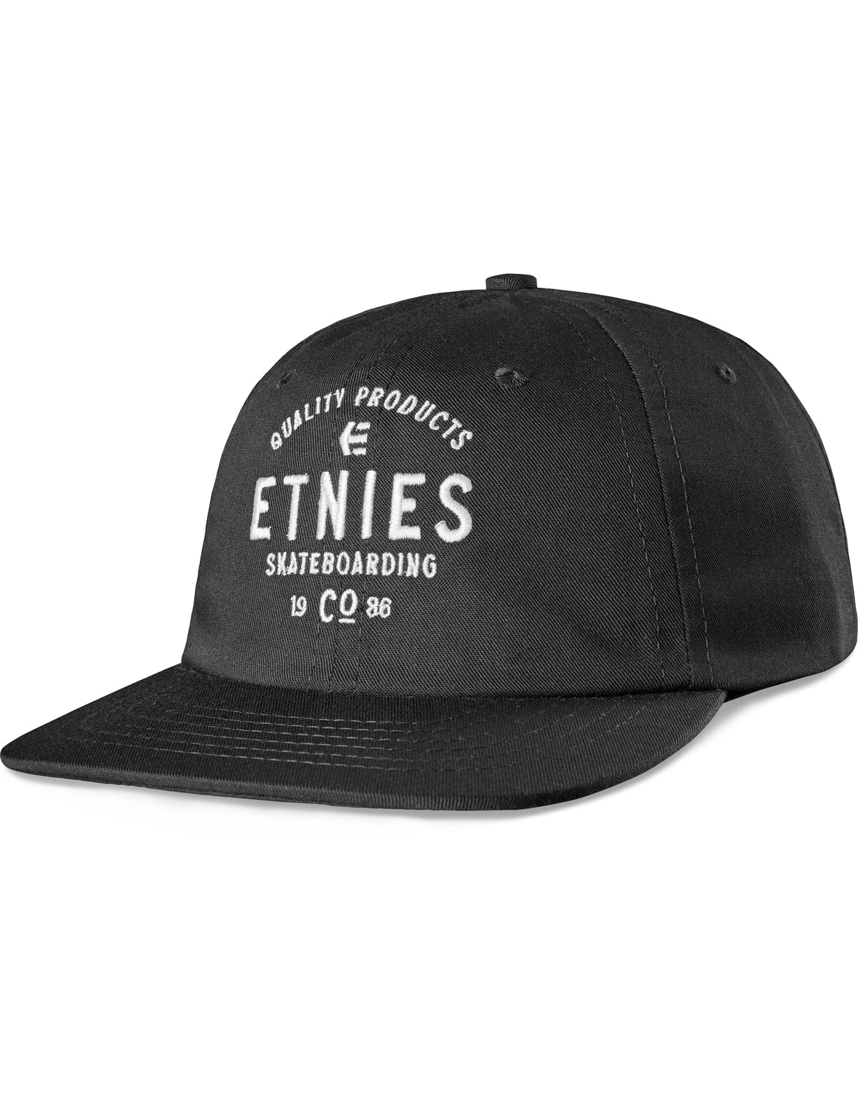 Etnies Skate Co Strapback Curved Peak Cap in Black/White