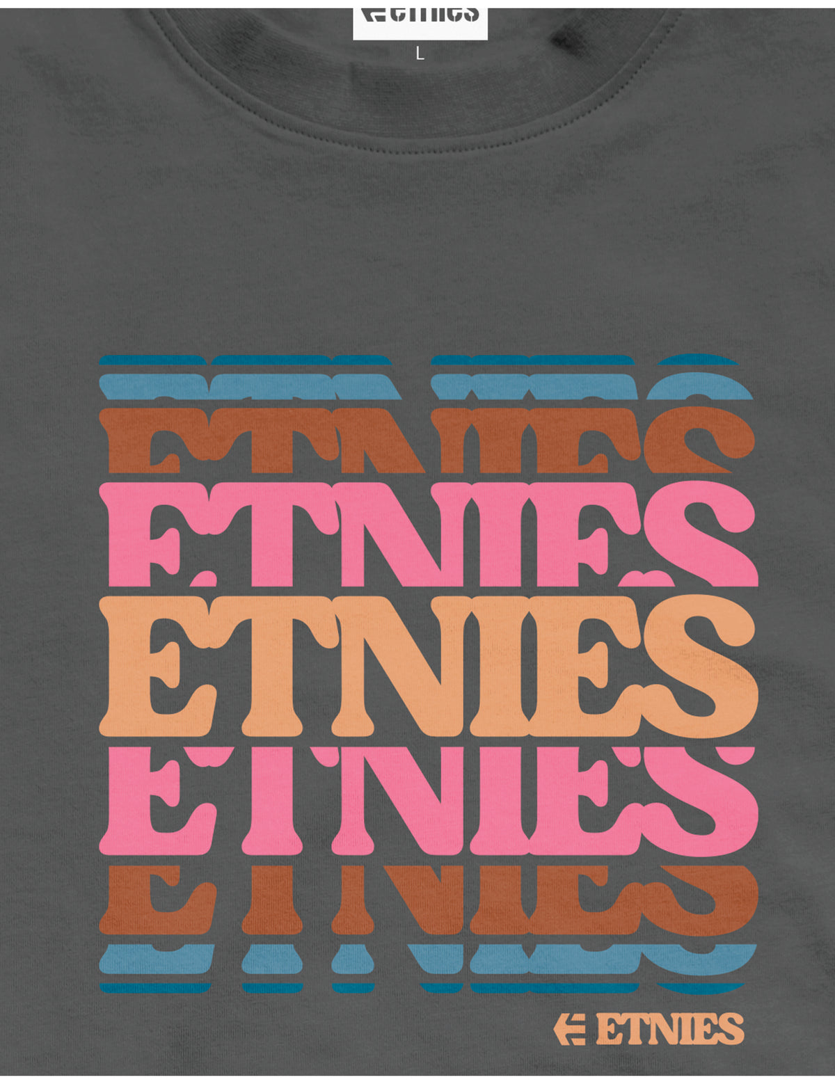 Etnies Stack Retro Short Sleeve T-Shirt in Charcoal
