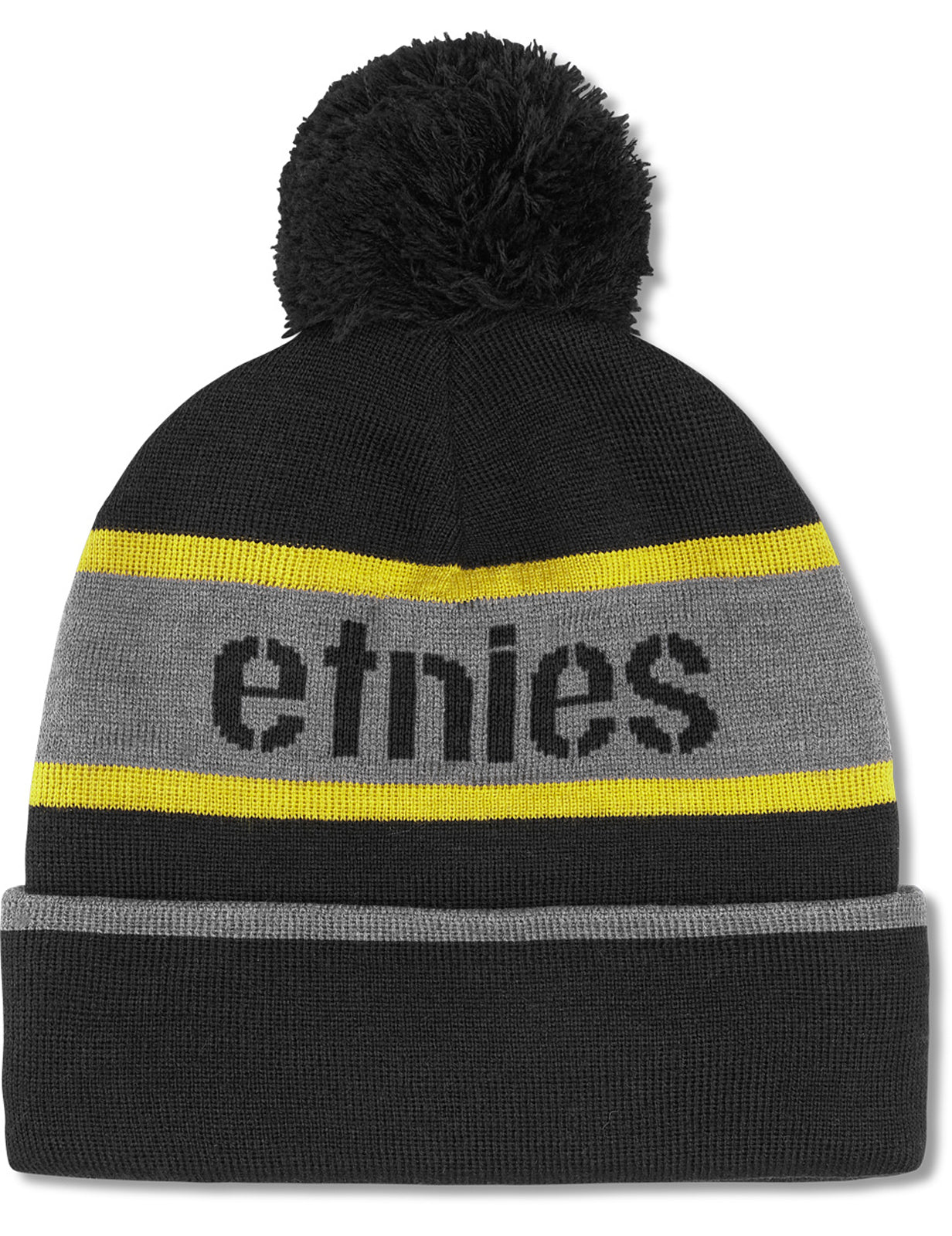 Etnies Stencil Pom Bobble Hat in Black/Yellow