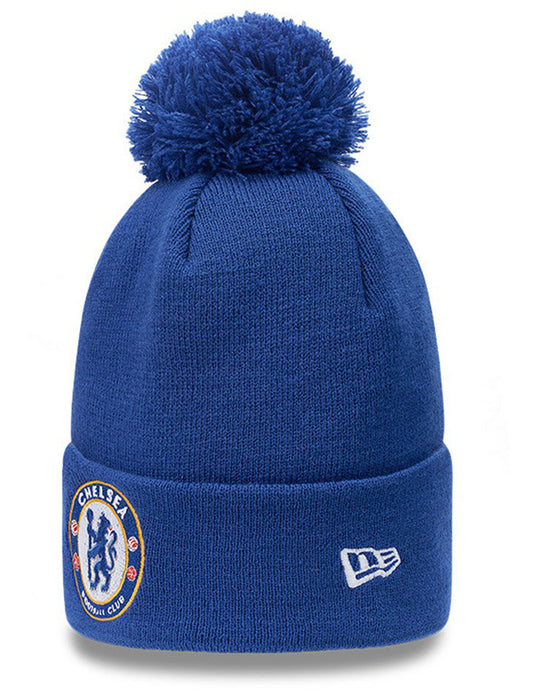 New Era Bobble Knit Chelsea FC Cuff Bobble Hat in Calming Blue