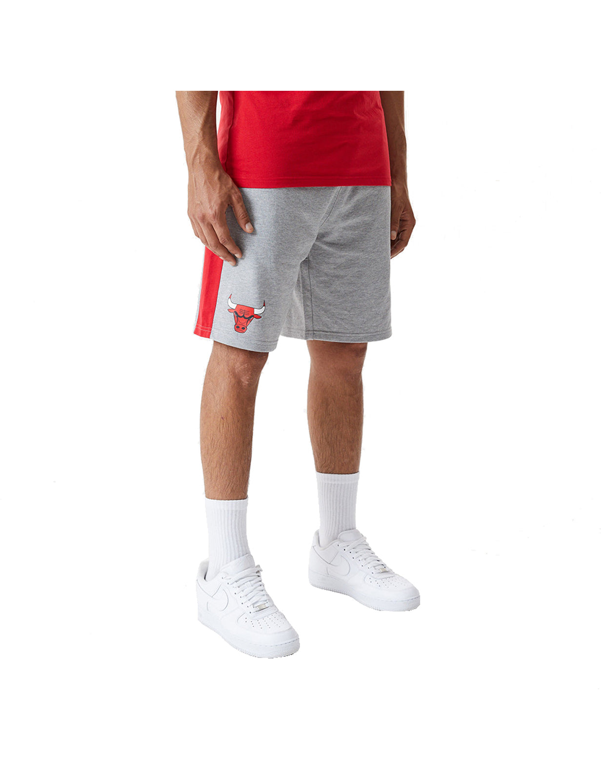 New Era Chicago Bulls NBA Side Panel Track Shorts in Light Heather