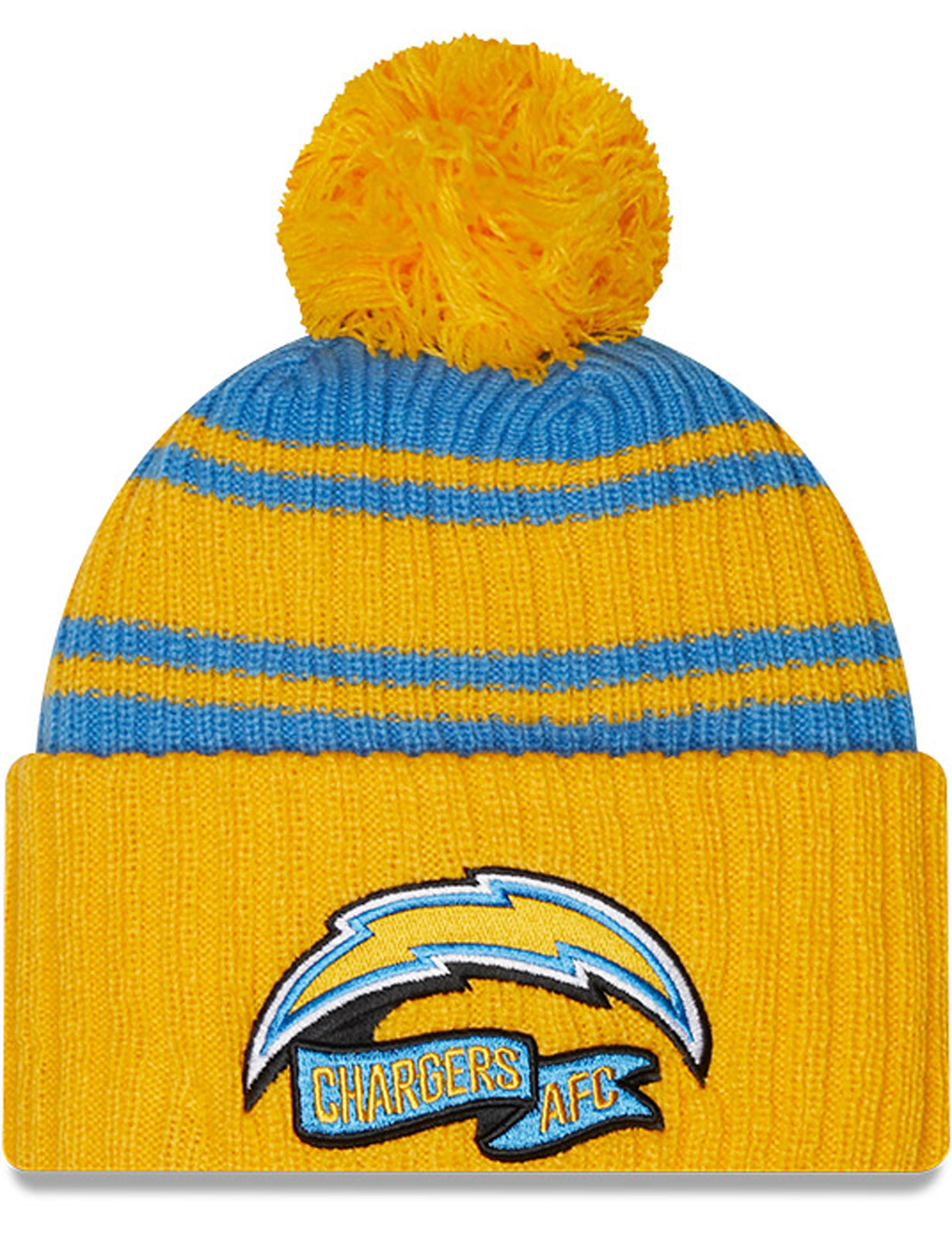 New Era Los Angeles Chargers NFL Sideline Sport Knit Bobble Hat in Yellow