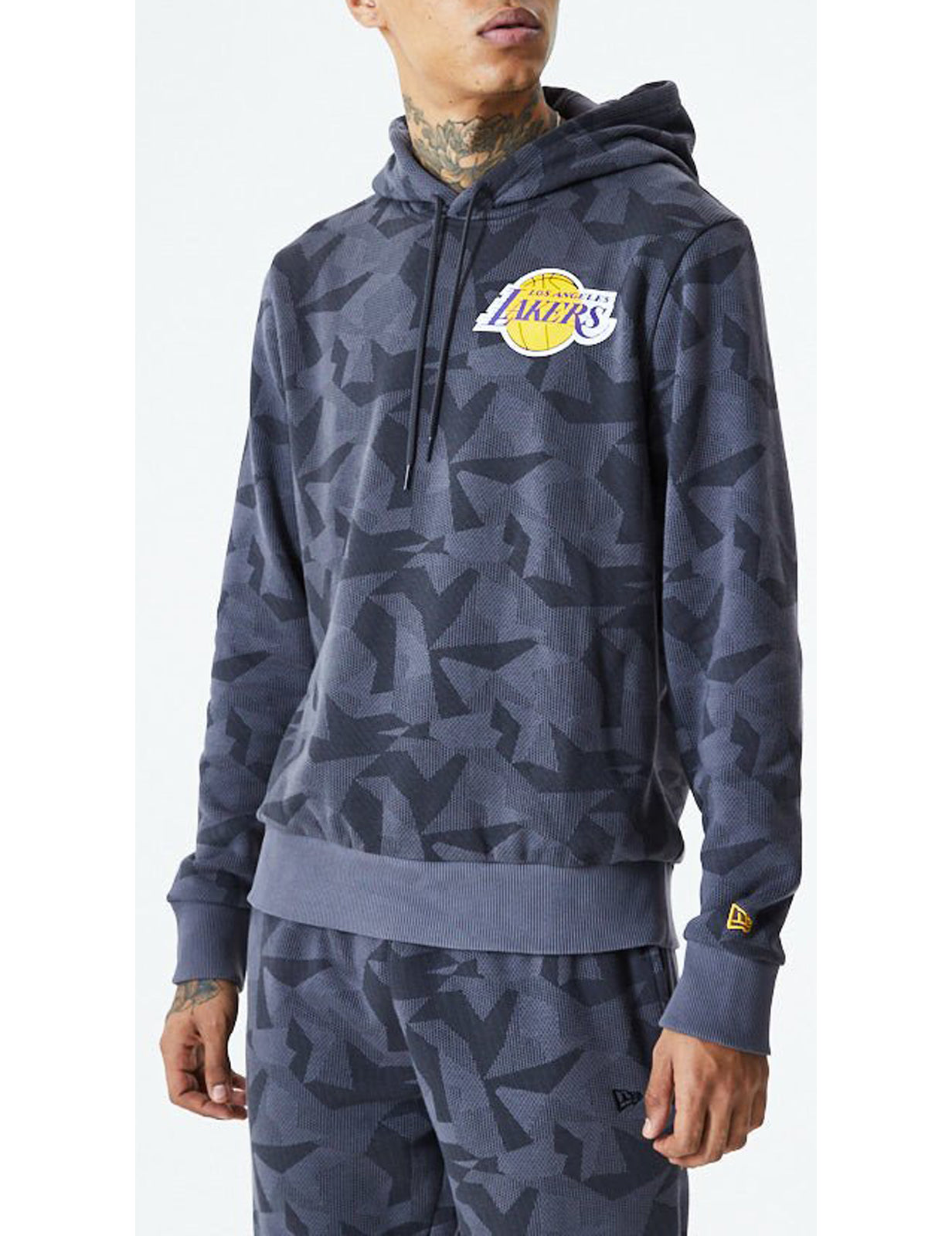 New Era Los Angeles Lakers NBA Geometric Camo Pullover Hoody in Graphite