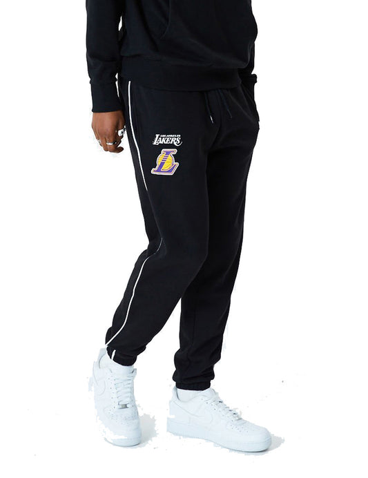 New Era Los Angeles Lakers NBA Stripe Piping Joggers in Black