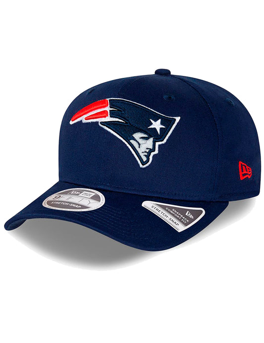 New Era New England Patriots NFL Team Colour 9FIFTY Stretch Scap Curved Peak Cap in Navy