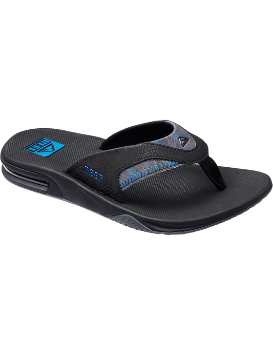 Reef Fanning Sandals in Black/Pool Palm