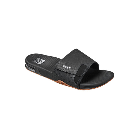 Reef Fanning Slide Sliders in Black/Silver