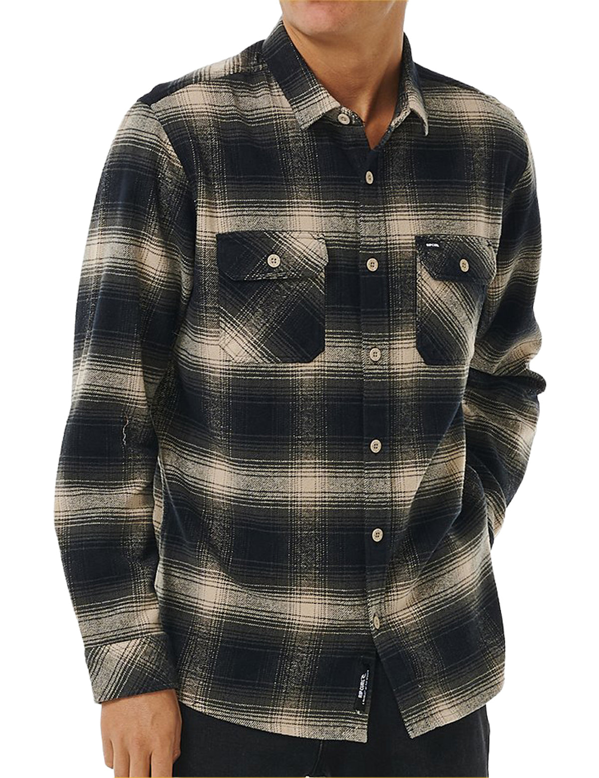 Rip Curl Count Flannel Long Sleeve Shirt in Taupe