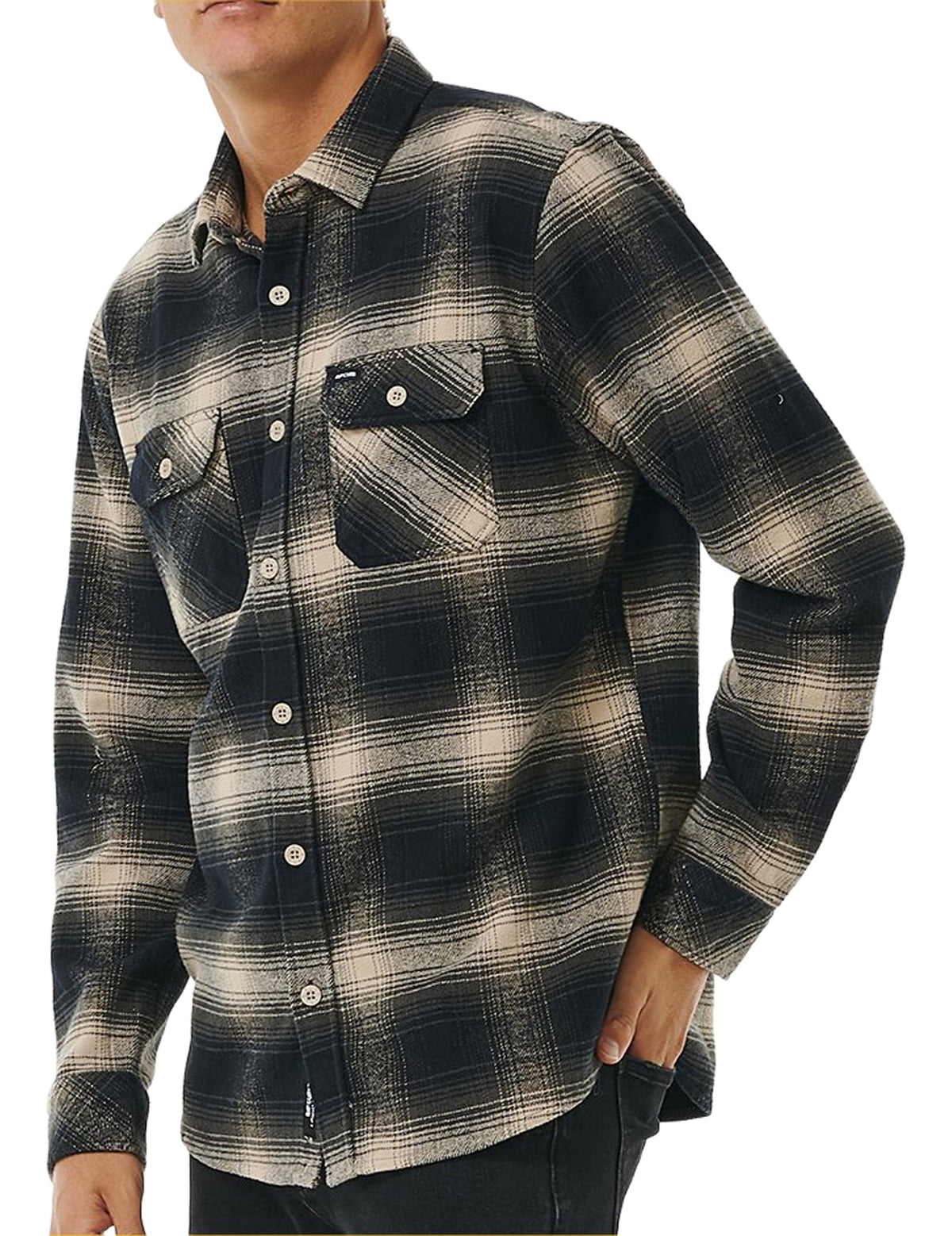 Rip Curl Count Flannel Long Sleeve Shirt in Taupe