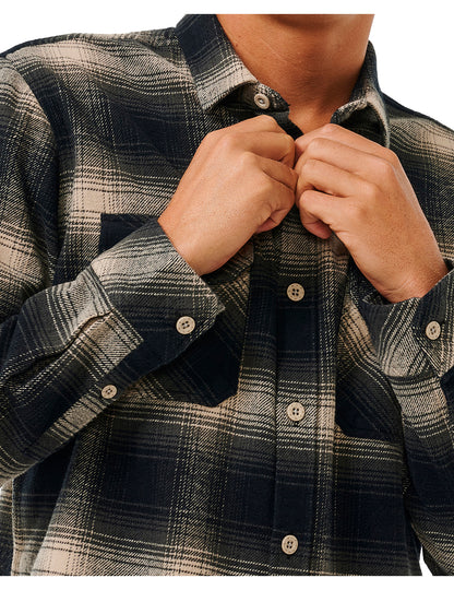Rip Curl Count Flannel Long Sleeve Shirt in Taupe