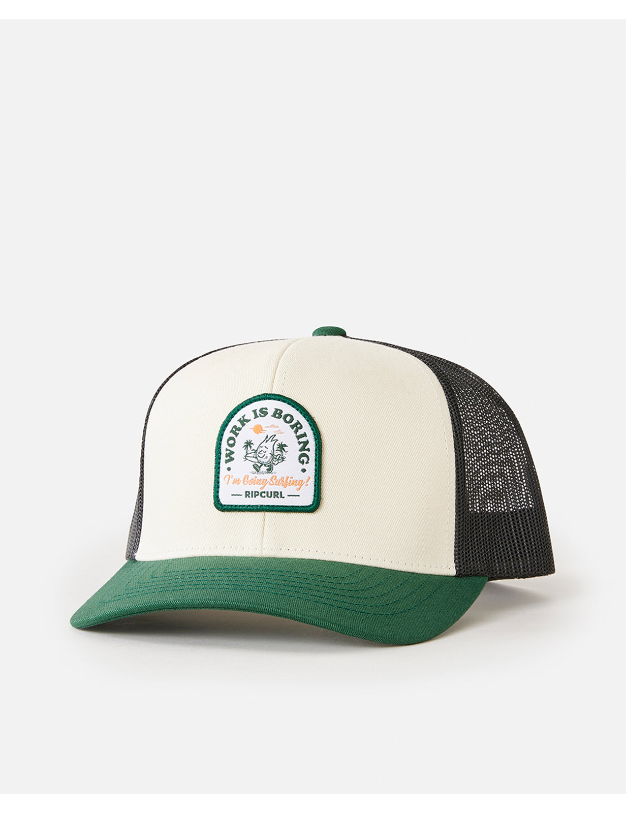 Rip Curl Custom Curve Curved Peak Cap in Bone/Green