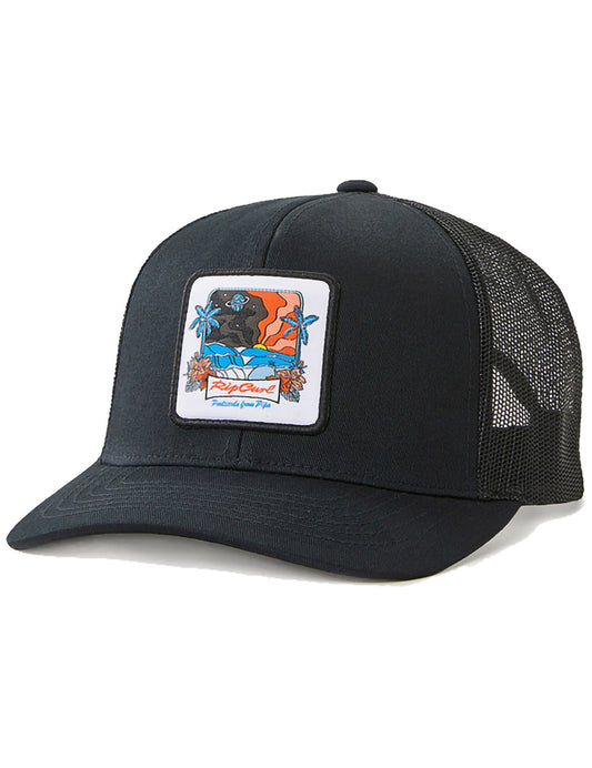 Rip Curl Custom Curve Trucker Curved Peak Cap in Black/Blue