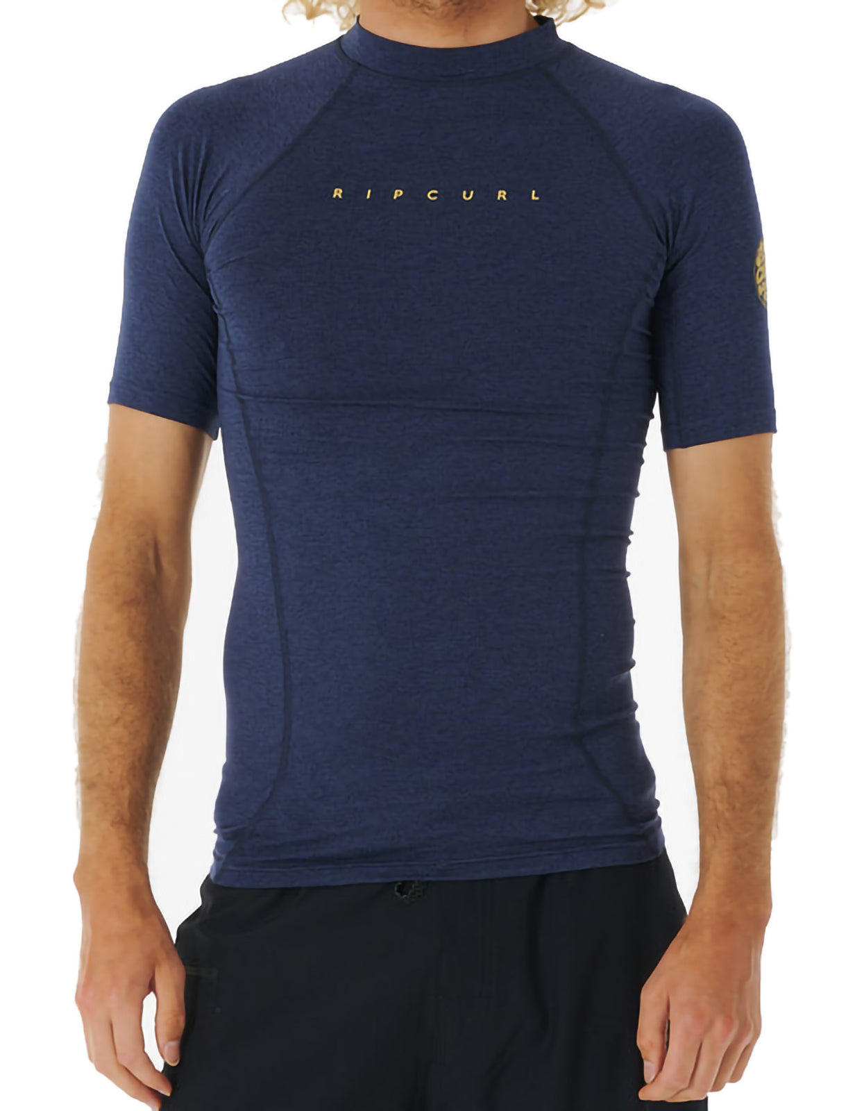 Rip Curl Dawn Patrol Performance Short Sleeve Rash Vest in Navy Marle