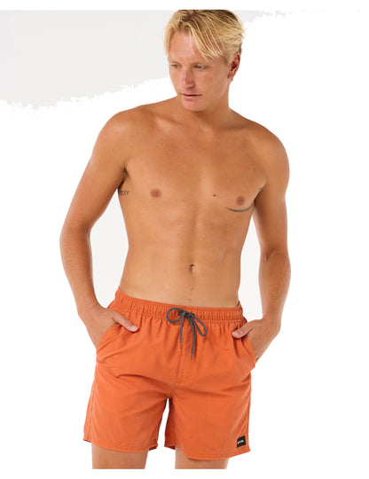 Rip Curl Easy Living Volley Elasticated Boardshorts in Burnt Orange