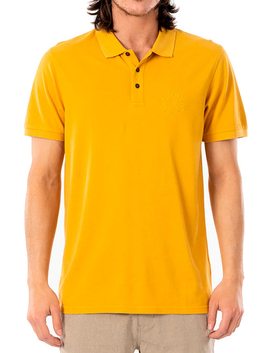 Rip Curl Faded Short Sleeve Polo Shirt in Mustard