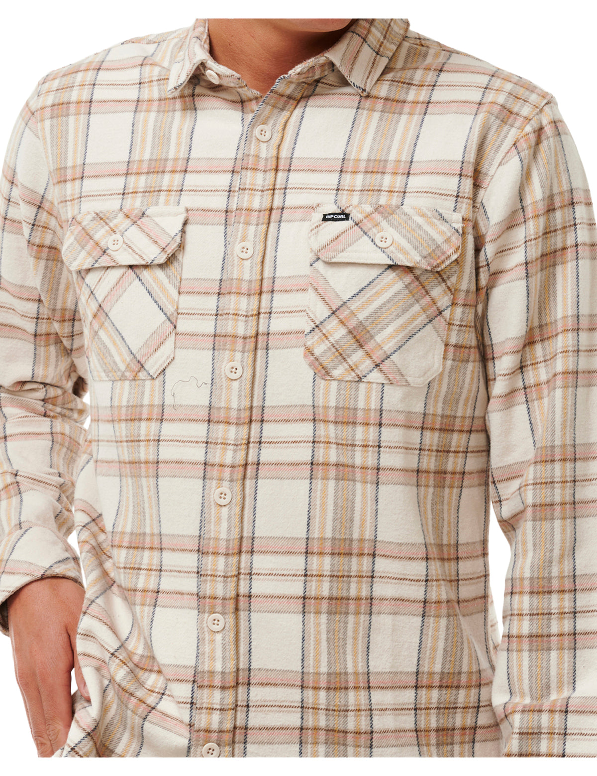 Rip Curl Griffin Flannel Long Sleeve Shirt in Bone