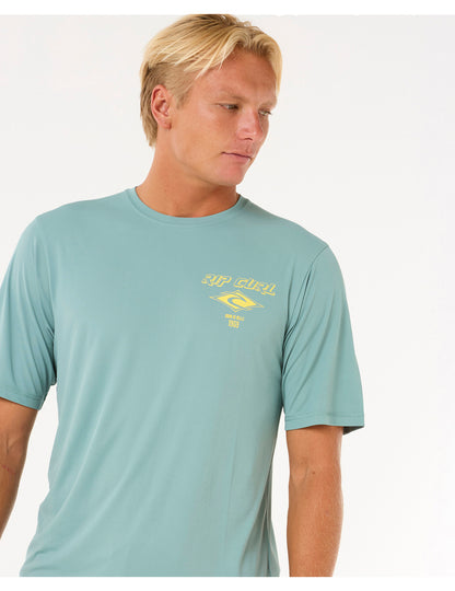 Rip Curl Icons Surflite Short Sleeve Surf Tee in Blue Lagoon