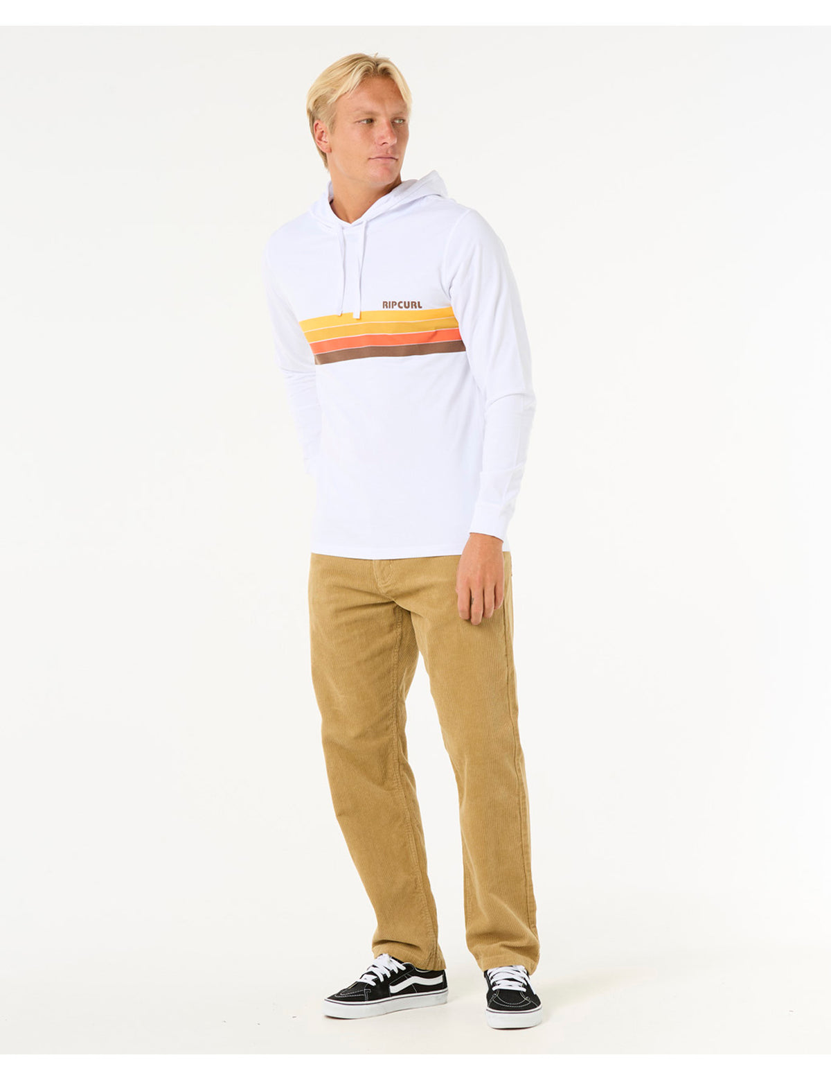 Rip Curl New Surf Revival Hooded Long Sleeve T-Shirt in Optical White