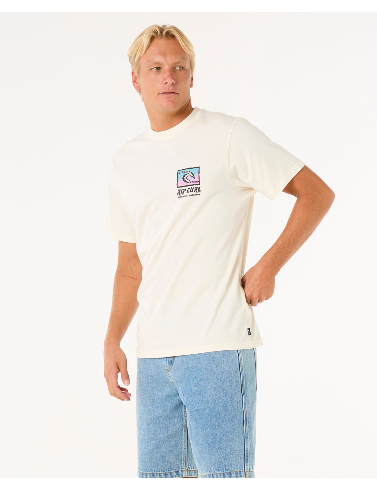 Rip Curl Raw Energy Trad Short Sleeve T-Shirt in Bone