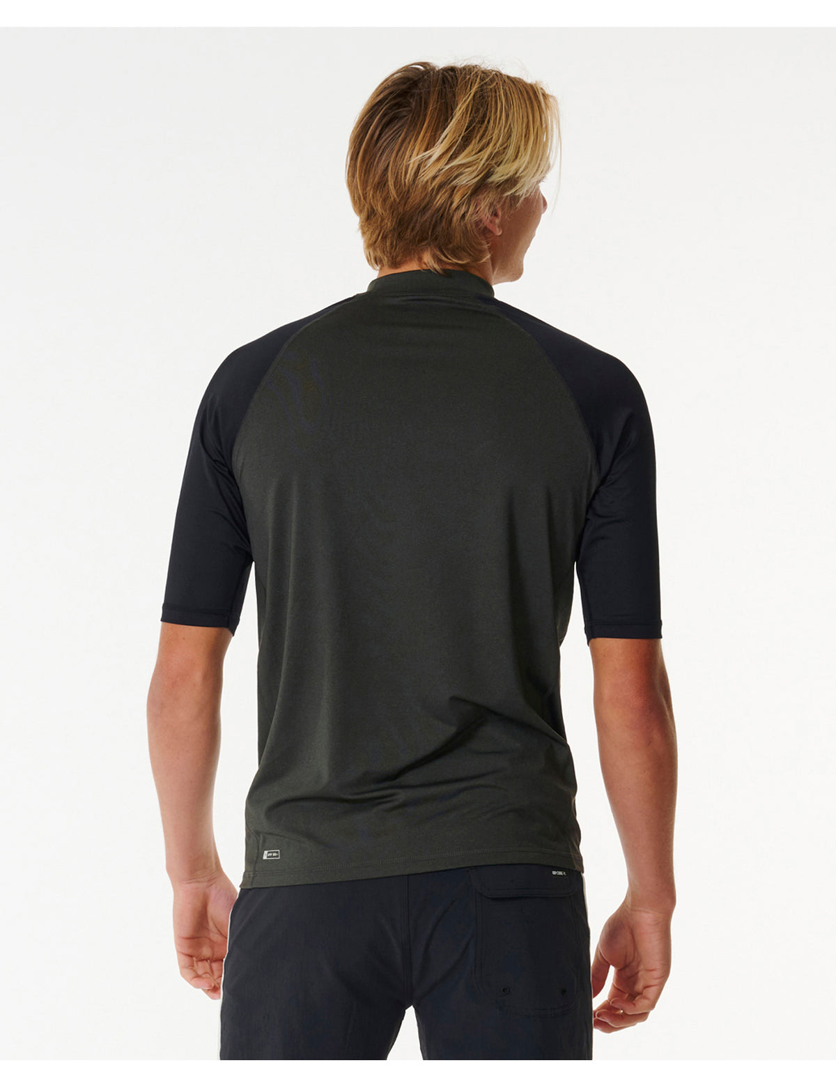 Rip Curl Shock UPF Short Sleeve Rash Vest in Black Marle