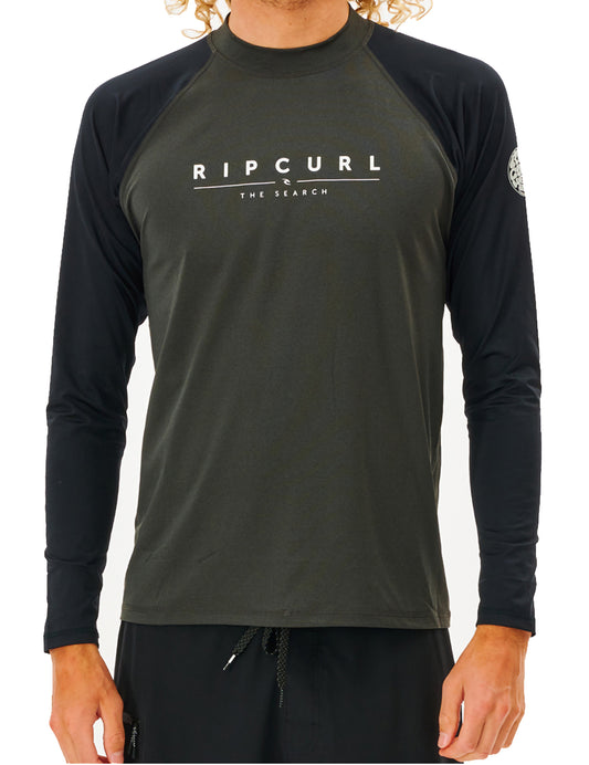 Rip Curl Shockwaves Long Sleeve Rash Vest in Black Marled