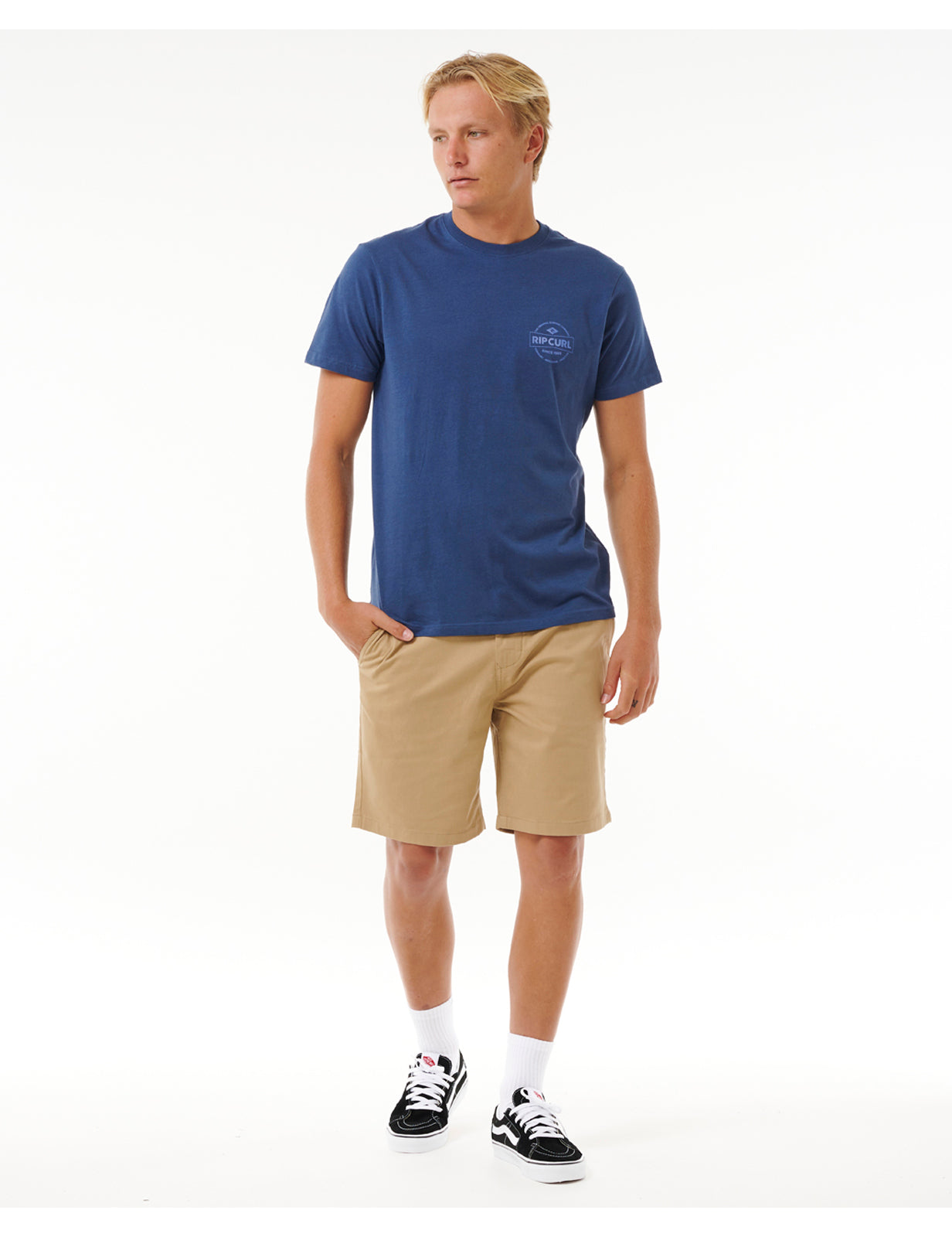 Rip Curl Staple Short Sleeve T-Shirt in Washed Navy