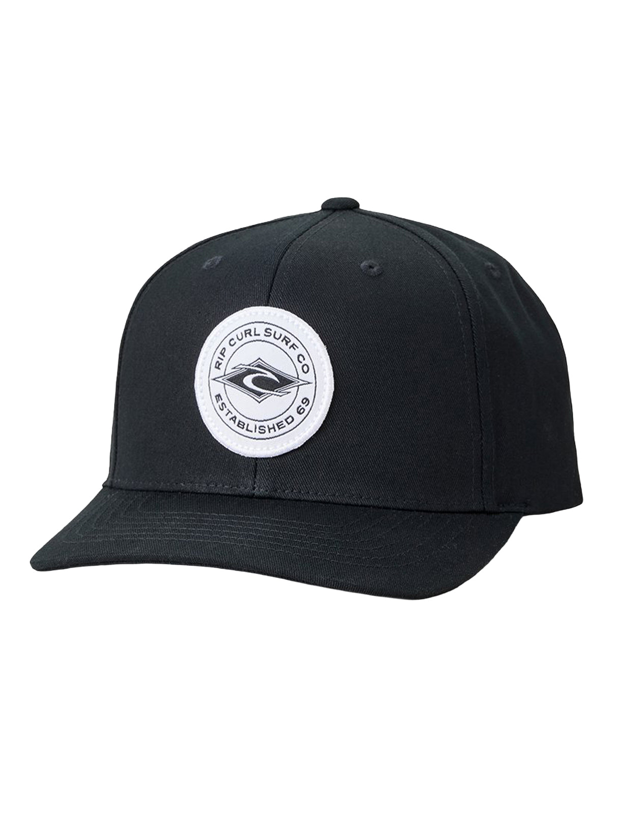 Rip Curl Stapler Snapback Curved Peak Cap in Black