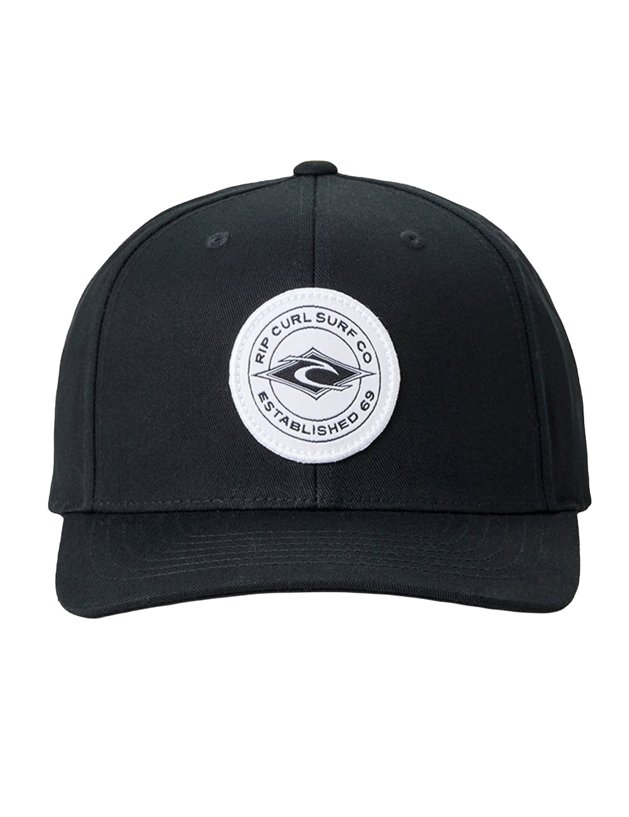 Rip Curl Stapler Snapback Curved Peak Cap in Black
