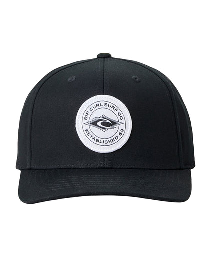 Rip Curl Stapler Snapback Curved Peak Cap in Black