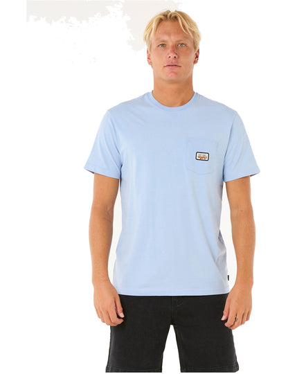 Rip Curl Surf Paradise Badge Short Sleeve T-Shirt in Ice Blue