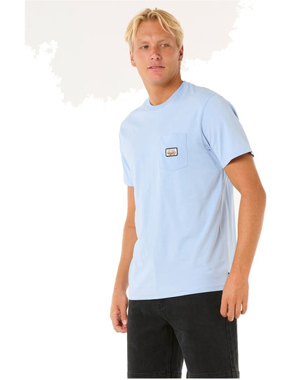 Rip Curl Surf Paradise Badge Short Sleeve T-Shirt in Ice Blue