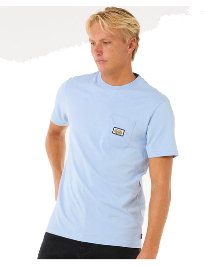 Rip Curl Surf Paradise Badge Short Sleeve T-Shirt in Ice Blue